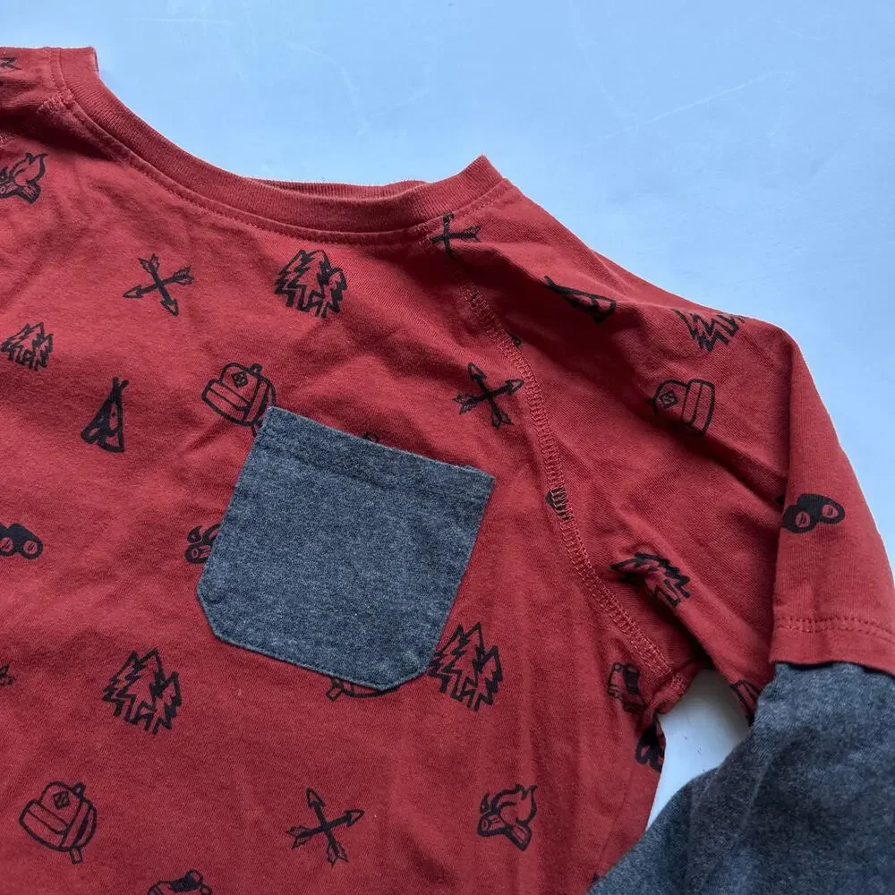 Art & Eden Size 10 Long Sleeve Camping Print Tee